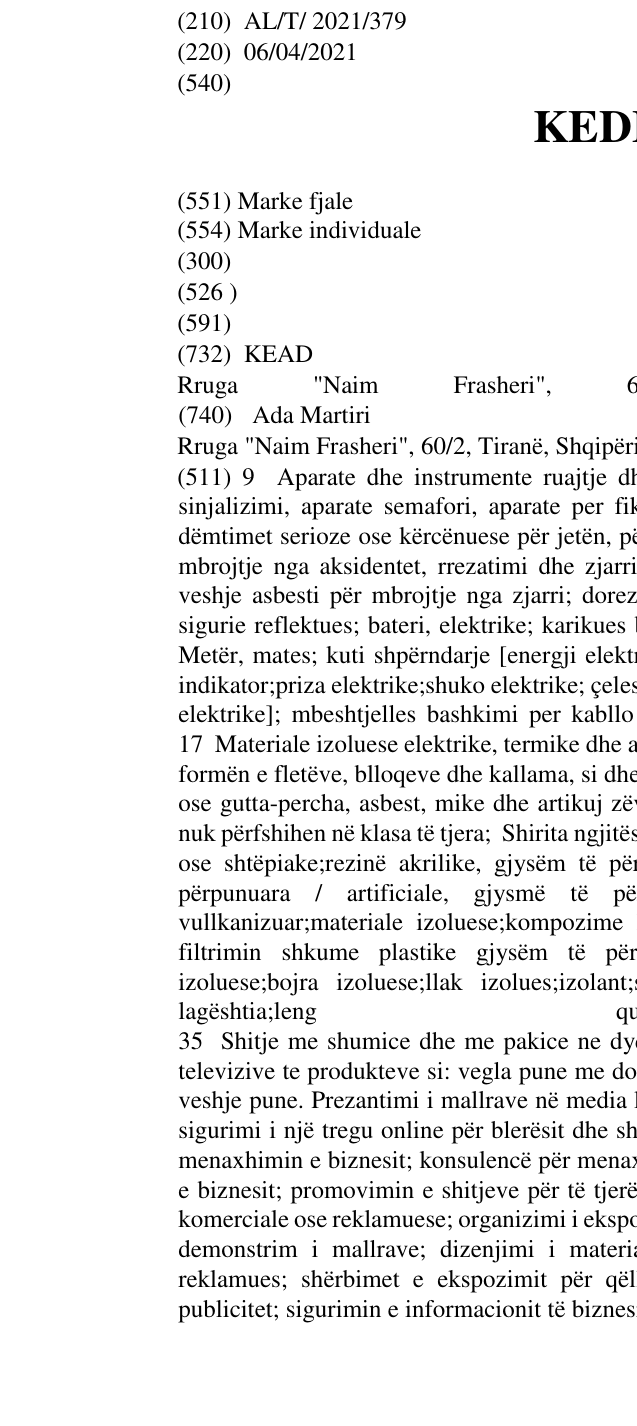 Zëri i markës KEDMAN në buletin
