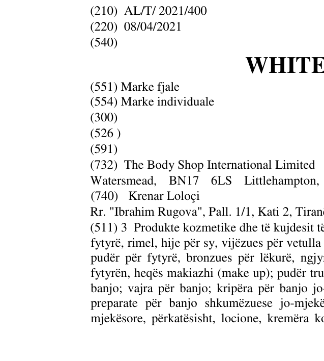 Zëri i markës WHITE MUSK në buletin