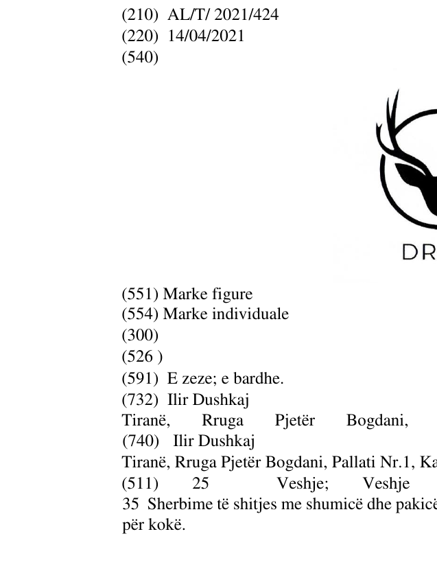 Zëri i markës Dreri në buletin