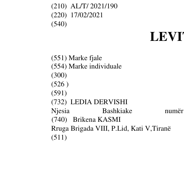 Zëri i markës LEVITATE në buletin