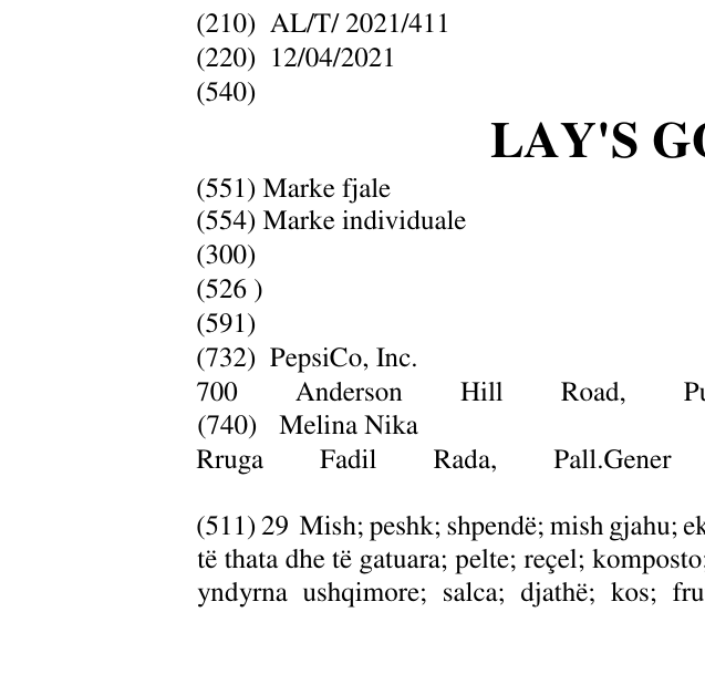 Zëri i markës LAY'S GOURMET në buletin