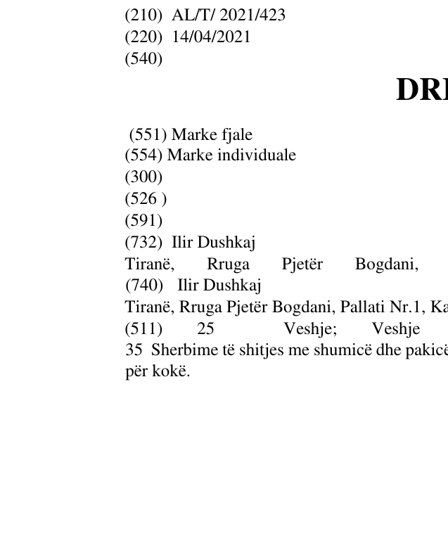 Zëri i markës DRERI në buletin