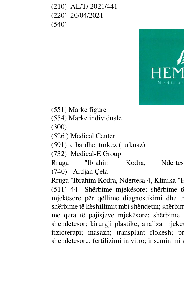 Zëri i markës Medical Center në buletin