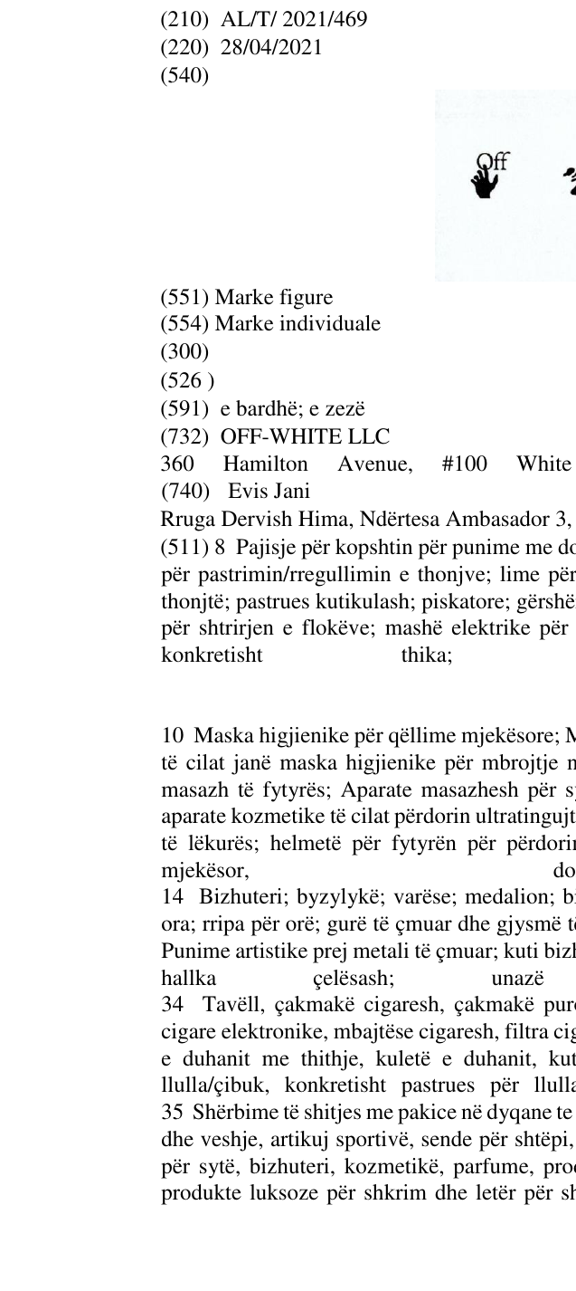 Zëri i markës Off White në buletin