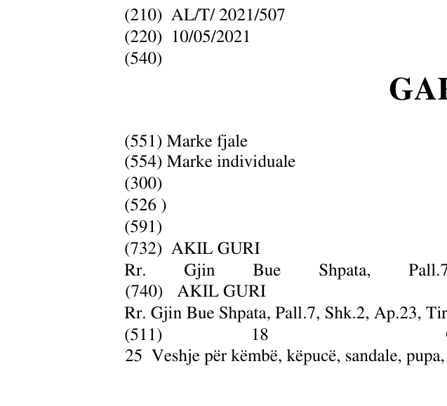 Zëri i markës GARBY në buletin