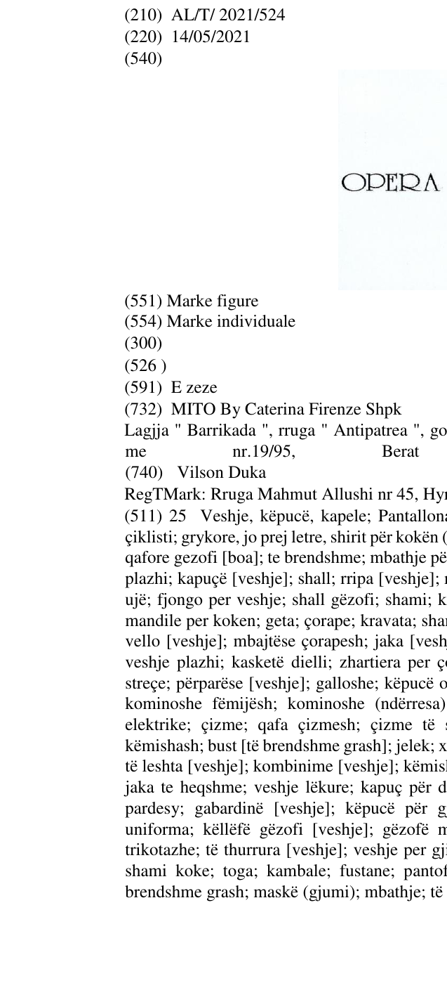 Zëri i markës OPERA PRIMA në buletin