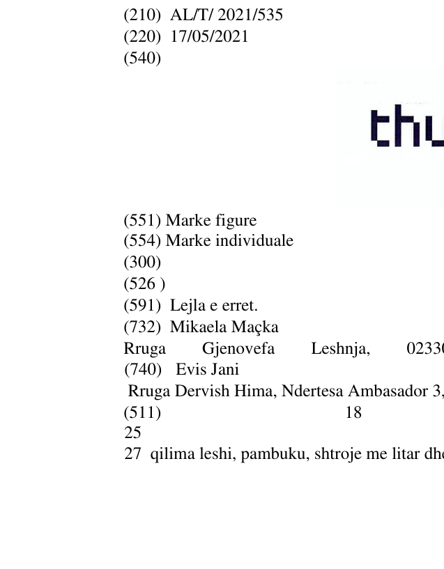 Zëri i markës thurje në buletin