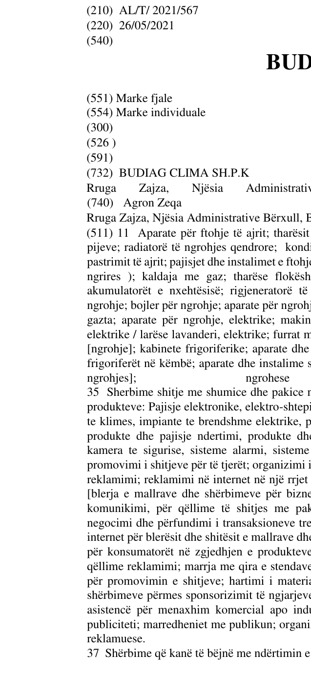 Zëri i markës BUDIAG në buletin