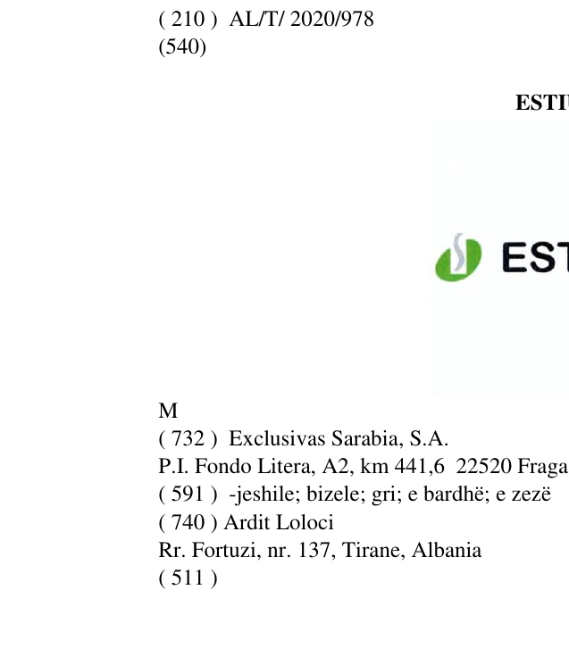 Zëri i markës ESTIUOIL M në buletin