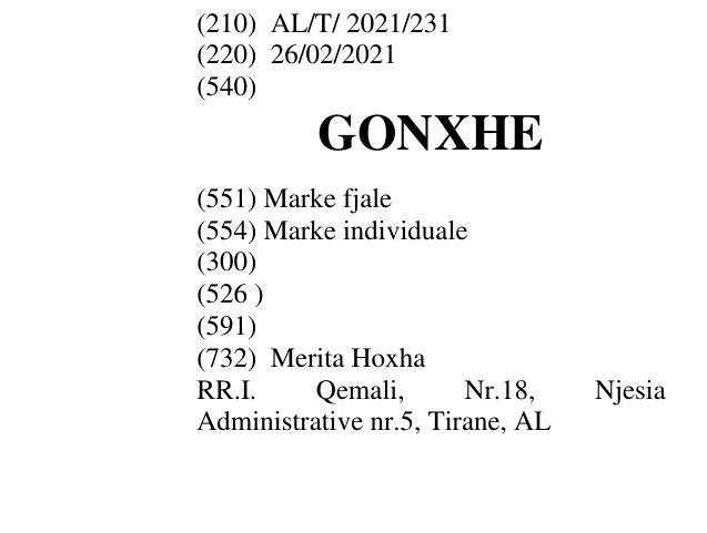 Zëri i markës GONXHE në buletin