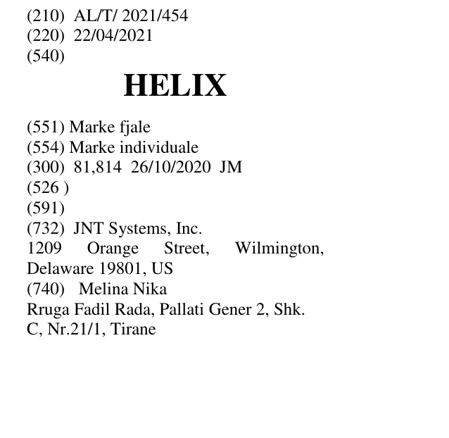 Zëri i markës HELIX në buletin