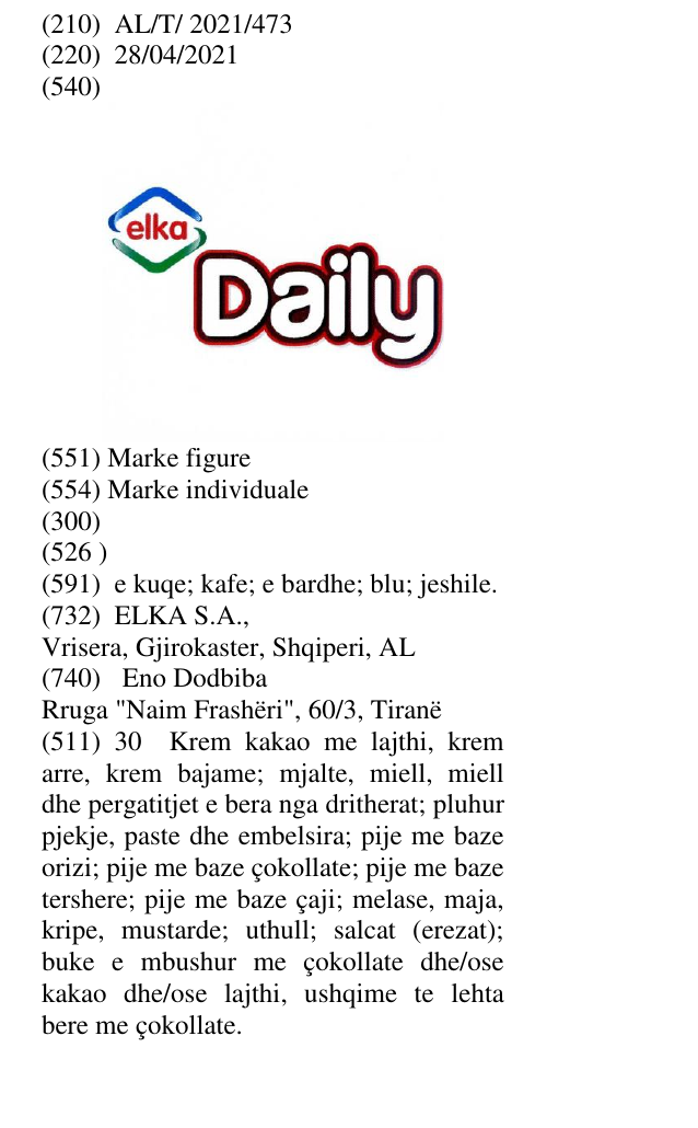 Zëri i markës elka Daily në buletin