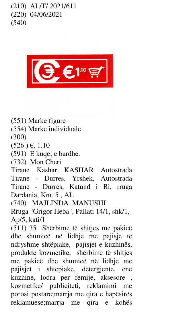 Zëri i markës €, 1.10 në buletin