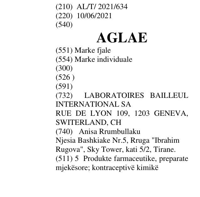 Zëri i markës AGLAE në buletin