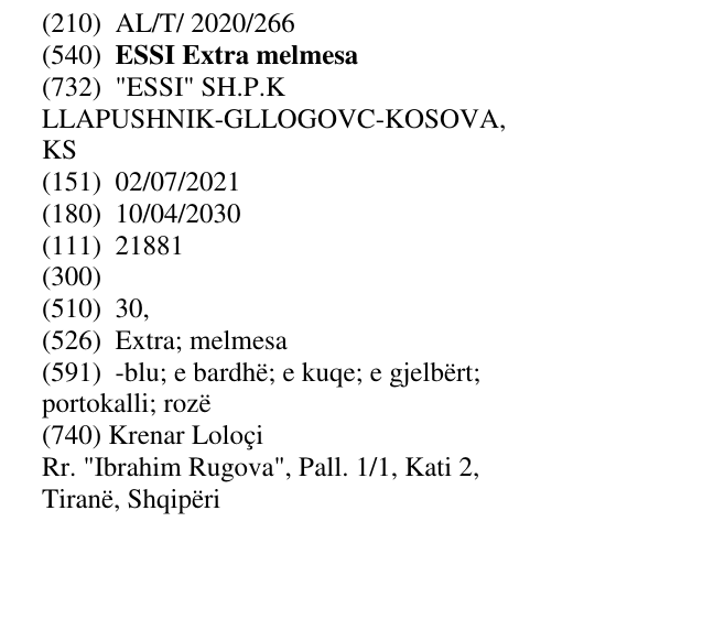 Zëri i markës ESSI Extra melmesa në buletin