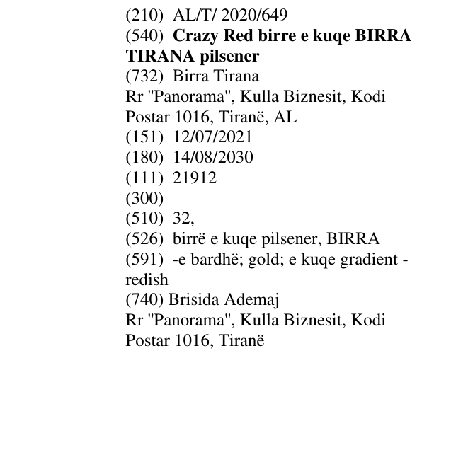 Zëri i markës Crazy Red birre e kuqe BIRRA TIRANA pilsener në buletin