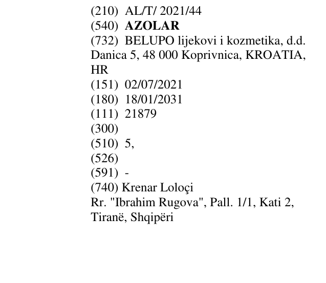 Zëri i markës AZOLAR në buletin