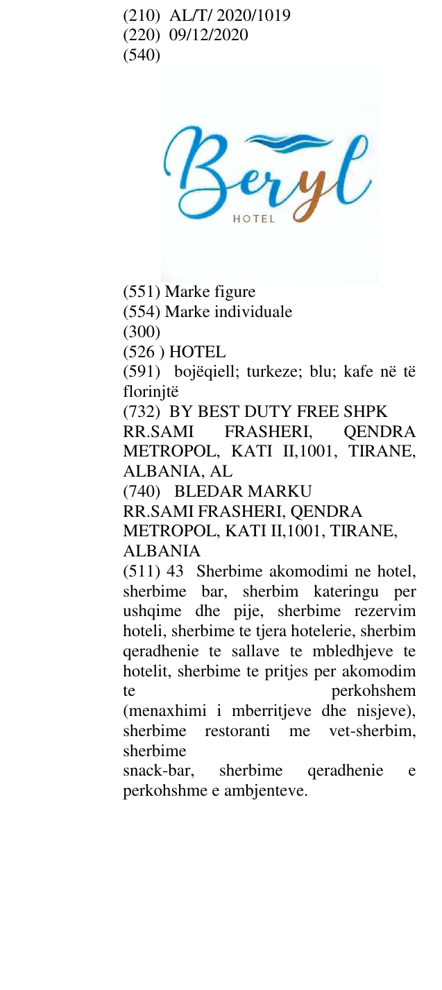 Zëri i markës HOTEL në buletin