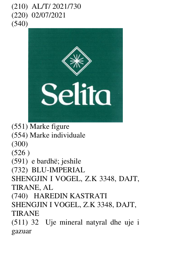 Zëri i markës SELITA në buletin