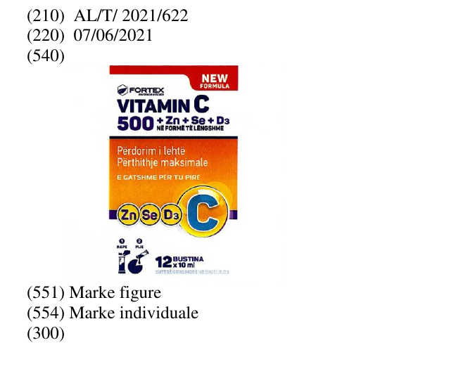 Zëri i markës NEW FORMULA; VITAMIN C; 500 + Zn +Se+ D3; NË FORMË TË LËNGSHME; Përdorim i lehtë; Përthithje maksimale; E GATSHME PËR T'U PIRË; HAPE; PIJE; 12x10 ml BUSTINA; SHTESË USHQIMORE ME ËMBËLSUES; nutraceuticals në buletin