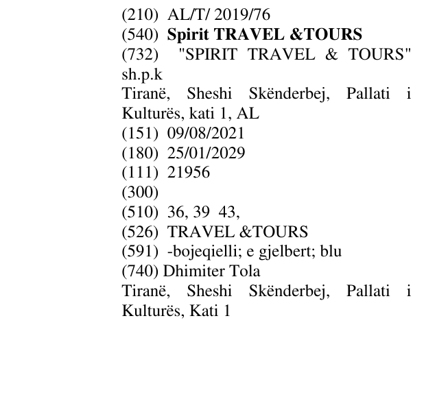 Zëri i markës Spirit TRAVEL &TOURS në buletin