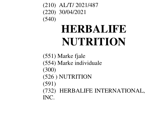 Zëri i markës HERBALIFE NUTRITION në buletin