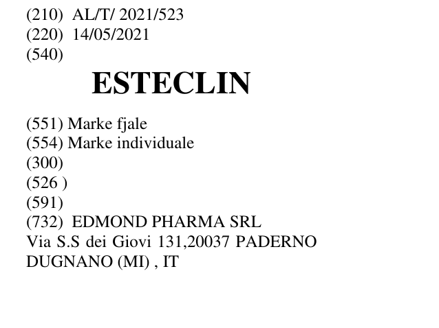 Zëri i markës ESTECLIN në buletin