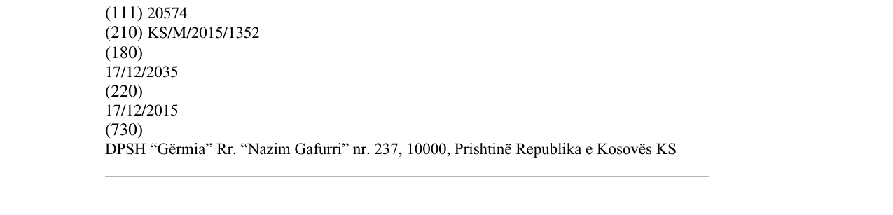 Zëri i markës AUTO GËRMIA në buletin