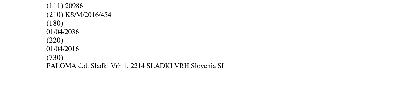Zëri i markës paloma në buletin