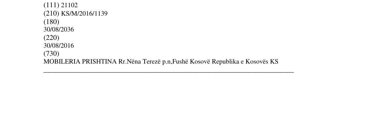 Zëri i markës MOBILERI PRISHTINA në buletin