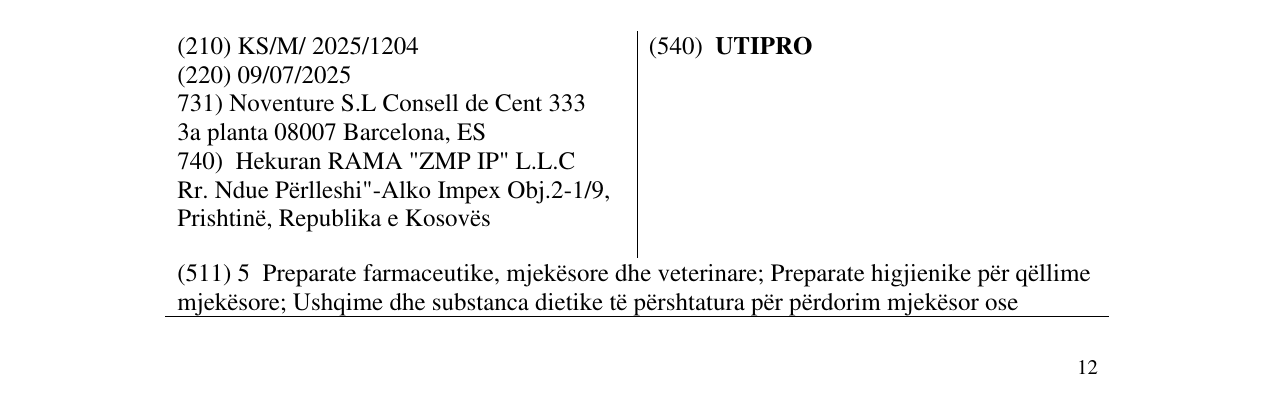 Zëri i markës UTIPRO në buletin