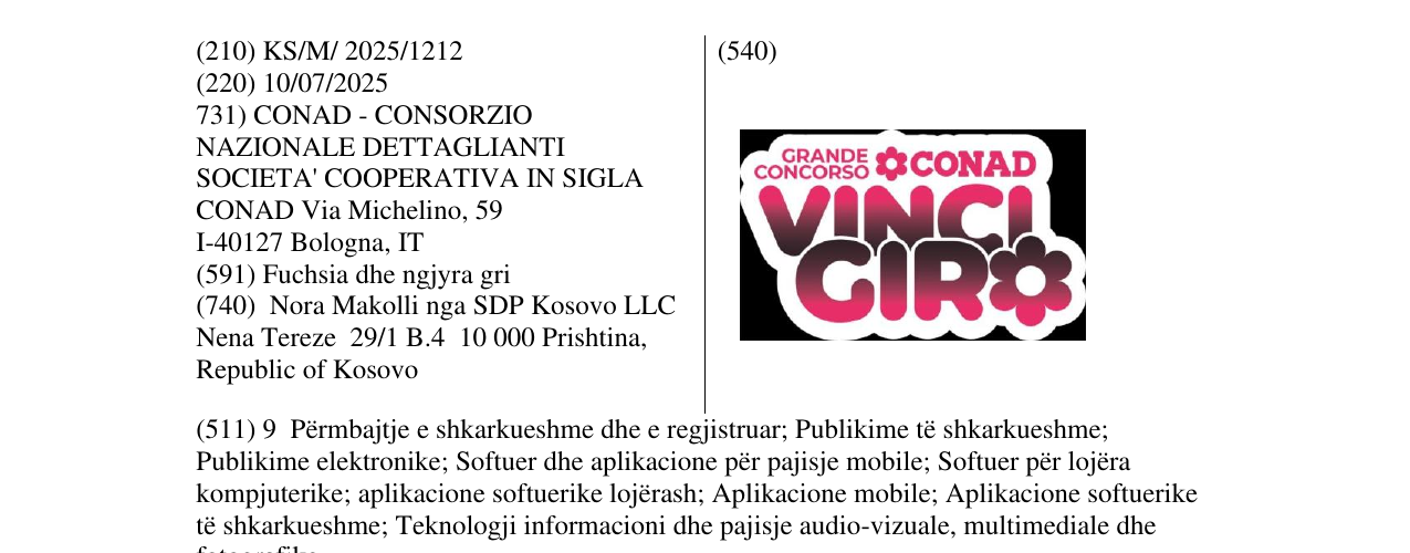 Zëri i markës vincigiro në buletin