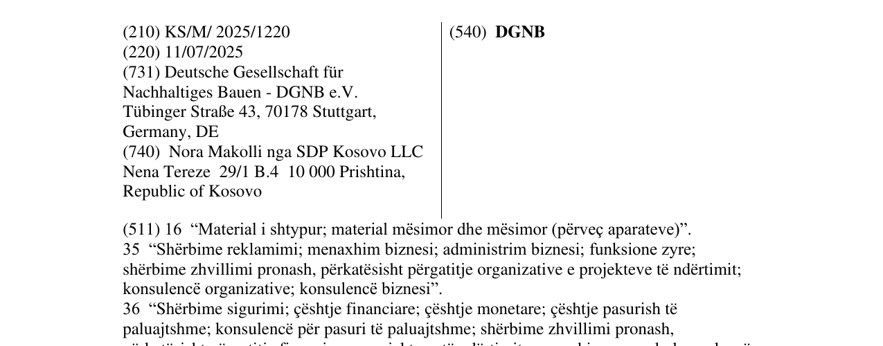 Zëri i markës DGNB në buletin