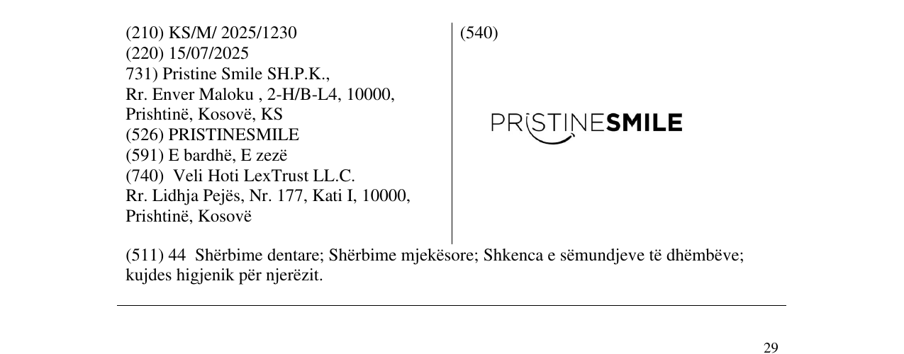 Zëri i markës PRISTINESMILE në buletin