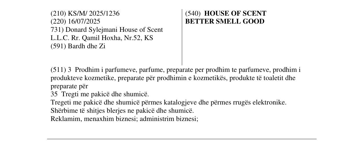 Zëri i markës HOUSE OF SCENT BETTER SMELL GOOD në buletin