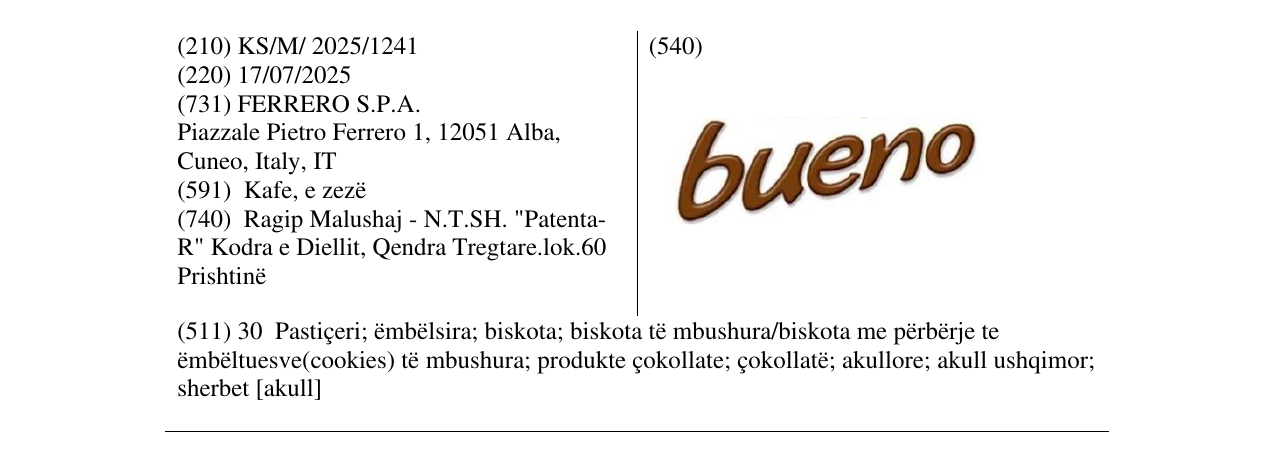 Zëri i markës bueno në buletin
