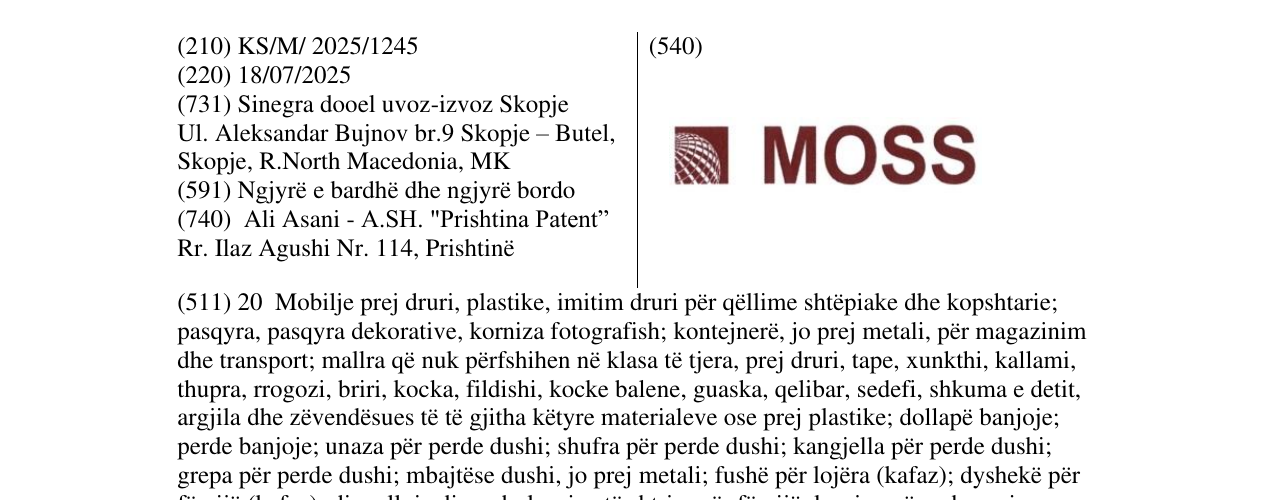 Zëri i markës MOSS në buletin