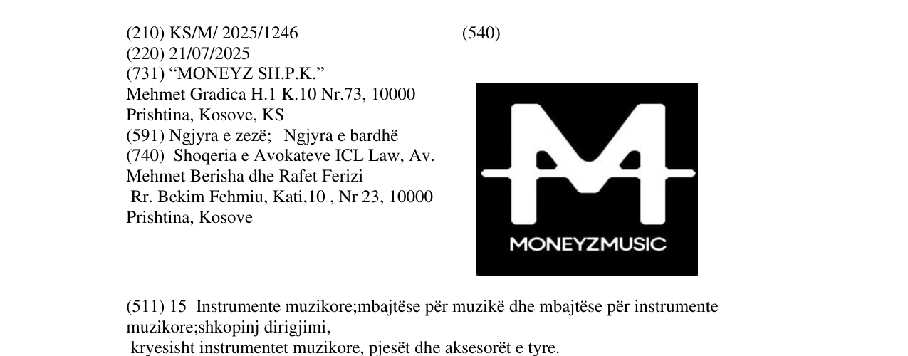 Zëri i markës MONEYZMUSIC në buletin