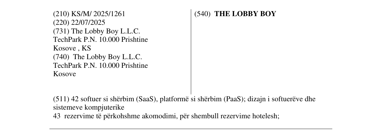 Zëri i markës THE LOBBY BOY në buletin