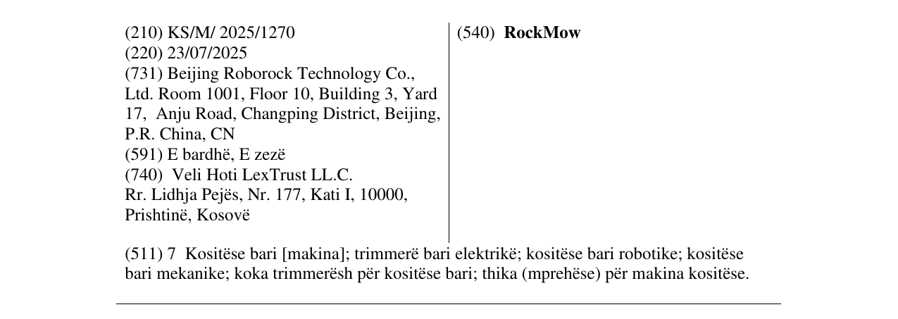 Zëri i markës RockMow në buletin