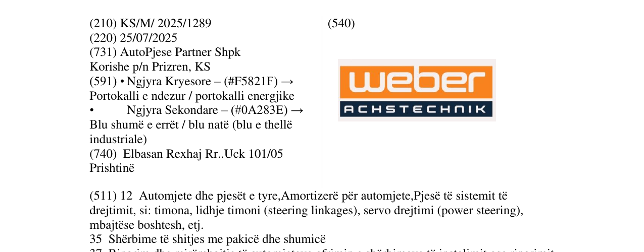 Zëri i markës weber ACHSTECHNIK në buletin