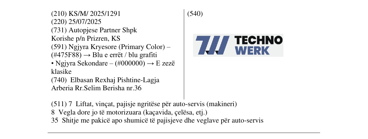 Zëri i markës TECHNO WERK në buletin