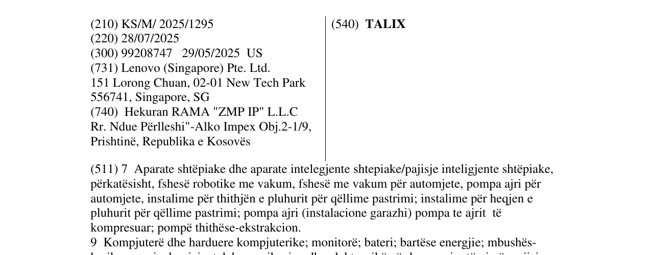 Zëri i markës TALIX në buletin