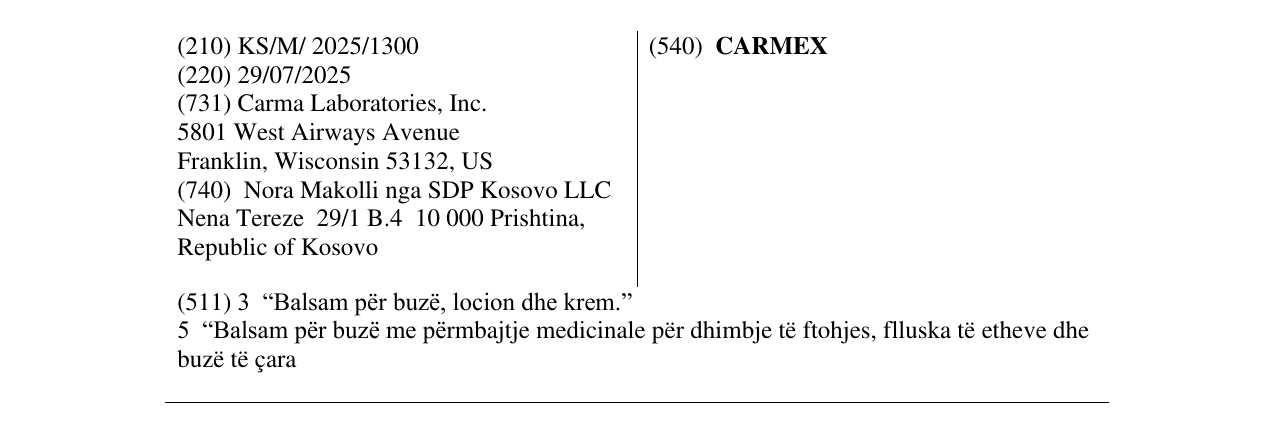 Zëri i markës CARMEX në buletin
