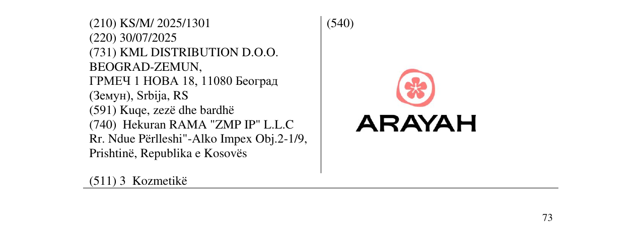 Zëri i markës ARAYAH në buletin