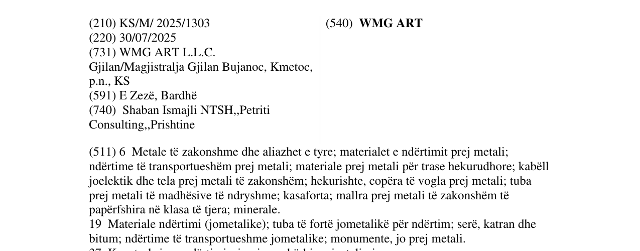 Zëri i markës WMG ART në buletin