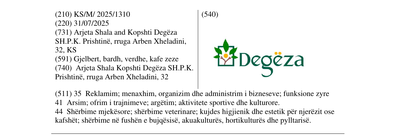 Zëri i markës Degëza në buletin