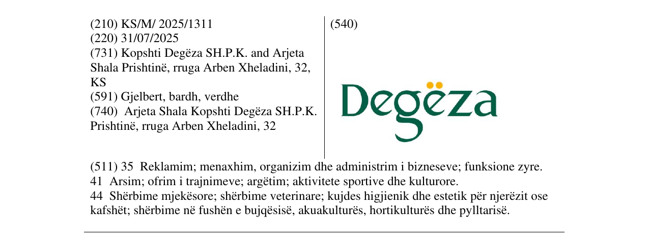 Zëri i markës Degëza në buletin