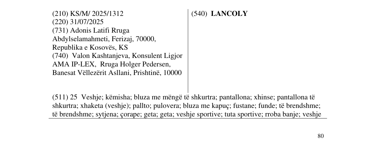 Zëri i markës LANCOLY në buletin