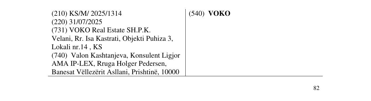 Zëri i markës VOKO në buletin